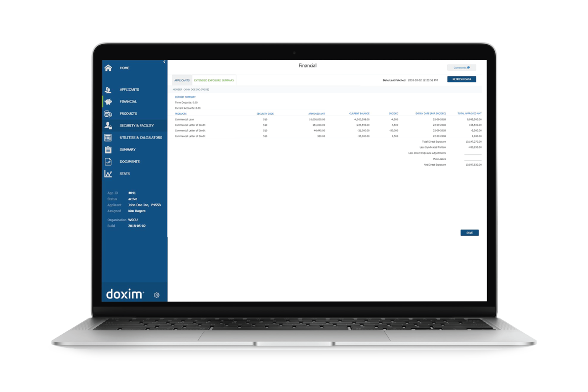 doxim product screenshot of account opening and closing
